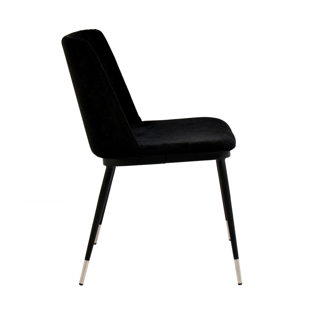 Evora Black Velvet Chair - Silver Legs (Set of 2)