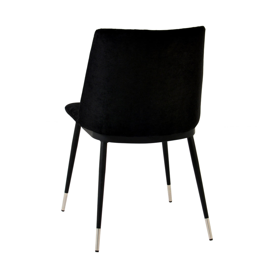 Evora Black Velvet Chair - Silver Legs (Set of 2)