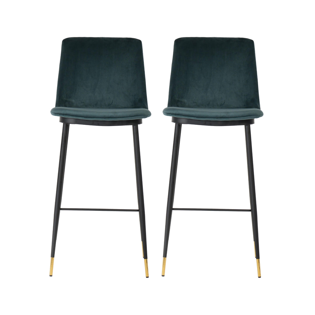 Evora Green Velvet Counter Stool (Set of 2)