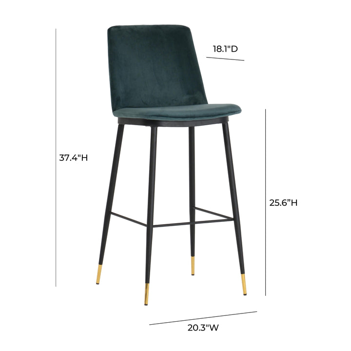 Evora Green Velvet Counter Stool (Set of 2)