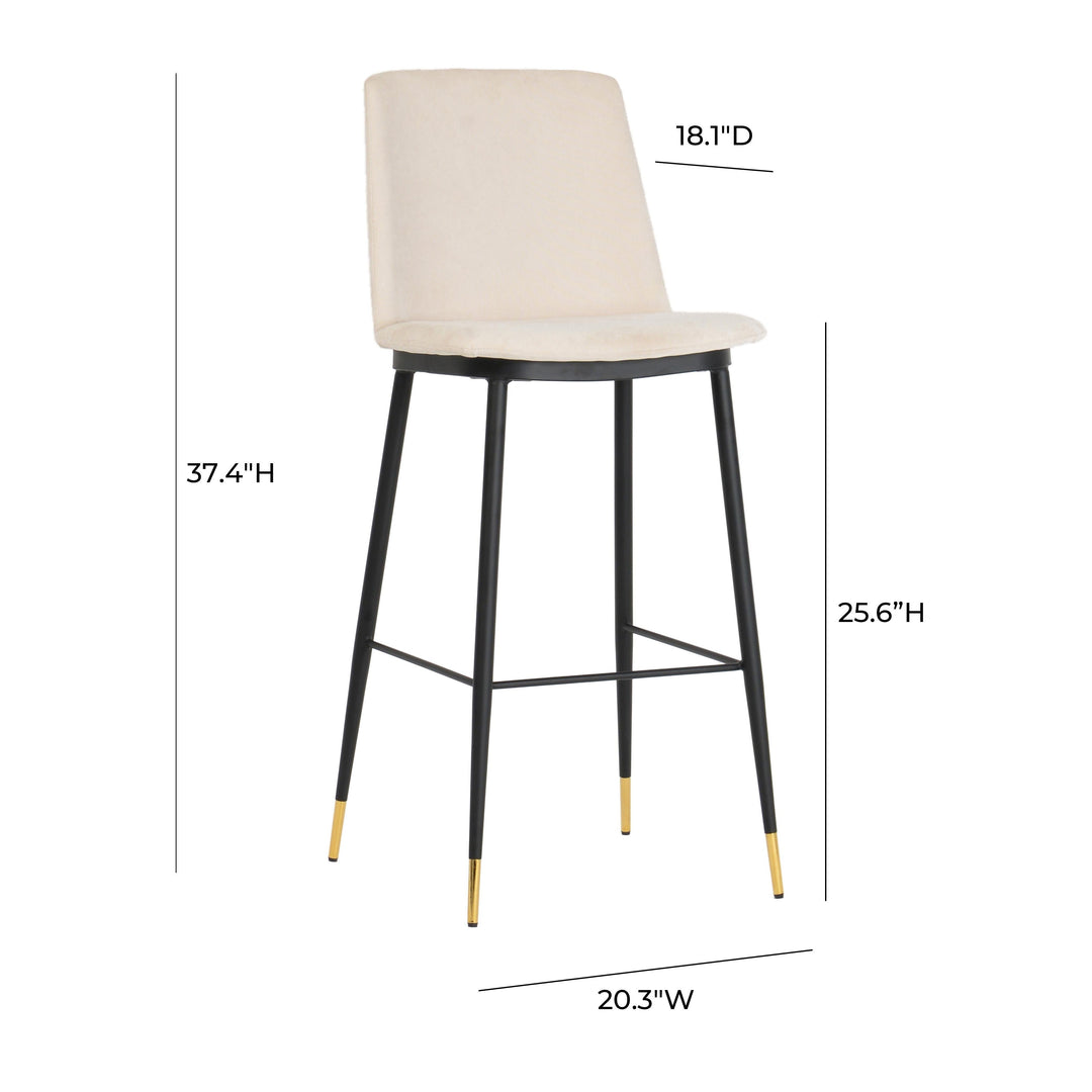 Evora Cream Velvet Counter Stool (Set of 2)