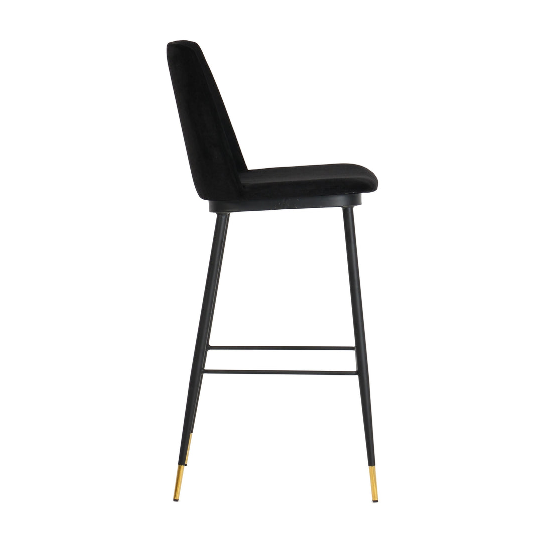 Evora Black Velvet Counter Stool (Set of 2)