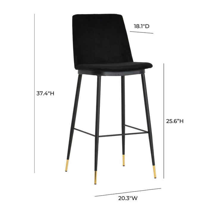 Evora Black Velvet Counter Stool (Set of 2)