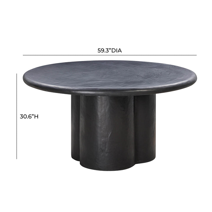 Elika Black Faux Plaster Round Dining Table