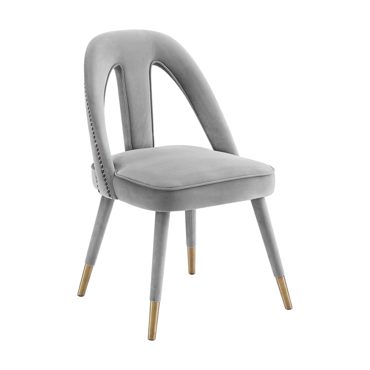 Petra Light Grey Velvet Side Chair