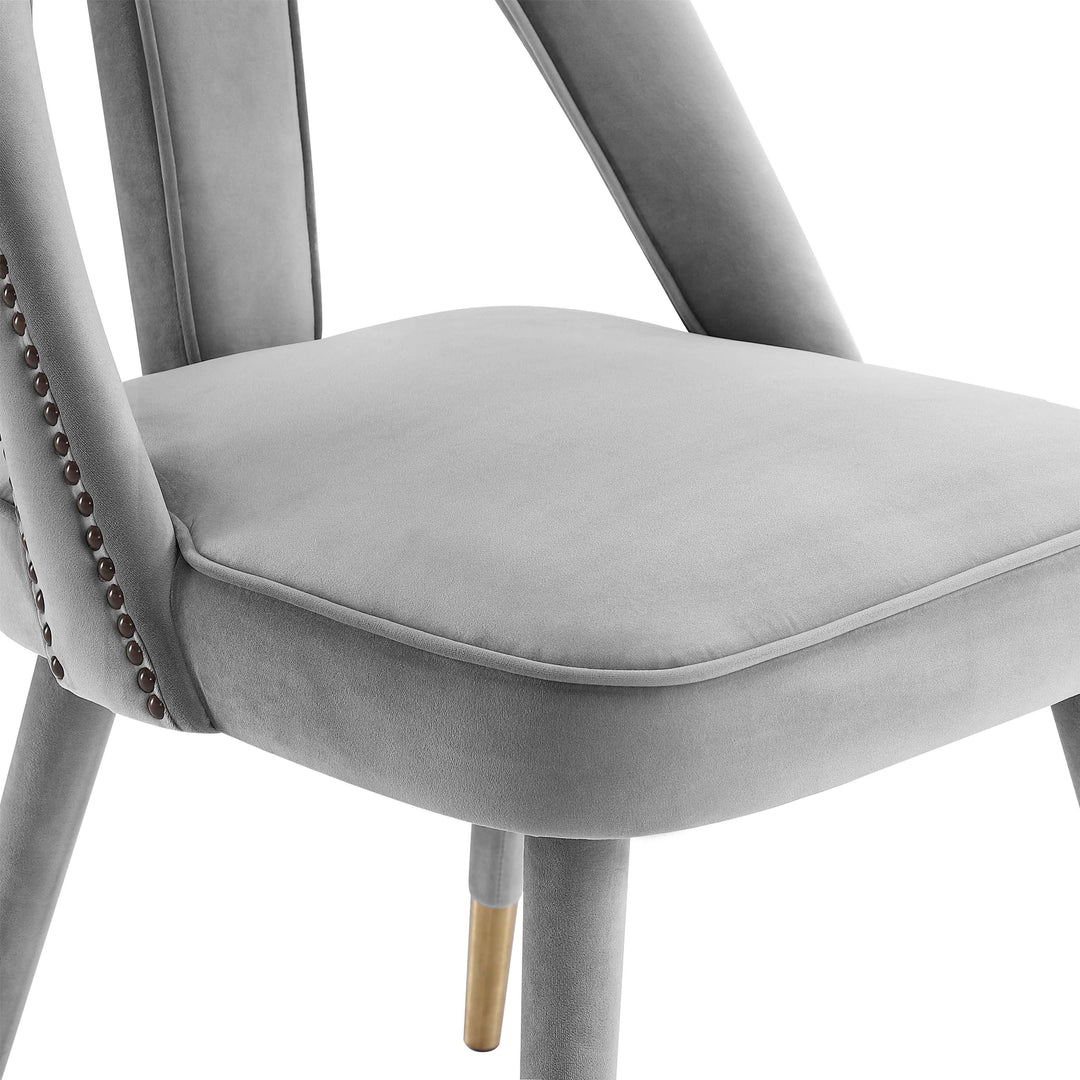 Petra Light Grey Velvet Side Chair