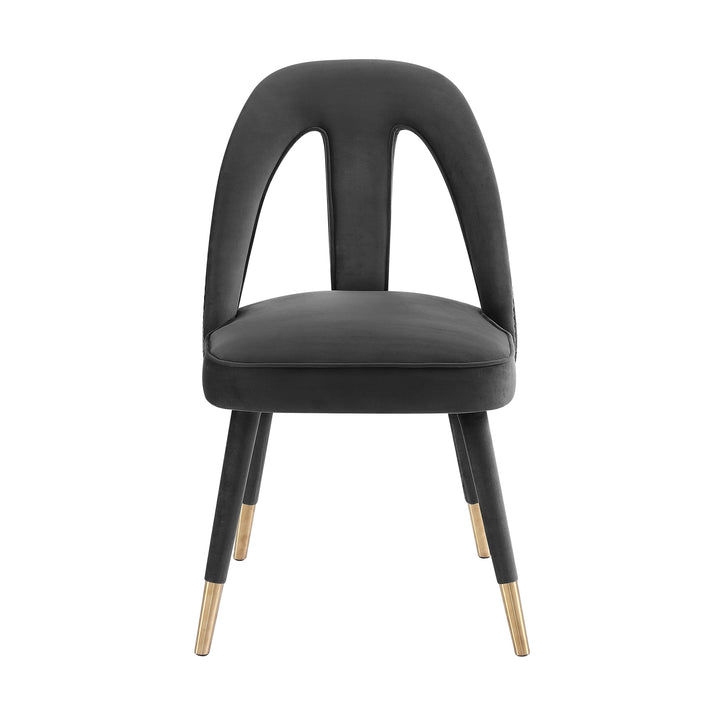 Petra Dark Grey Velvet Side Chair