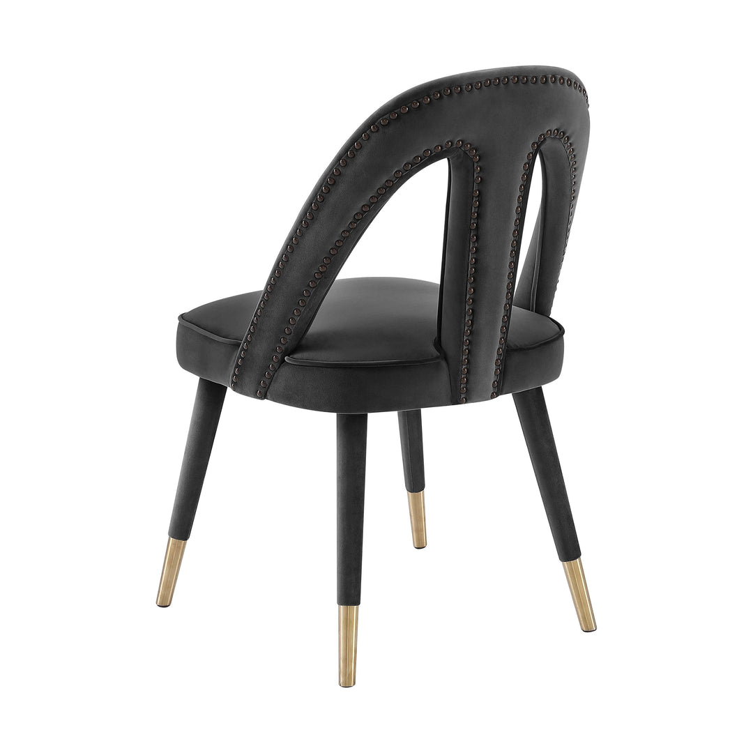 Petra Dark Grey Velvet Side Chair