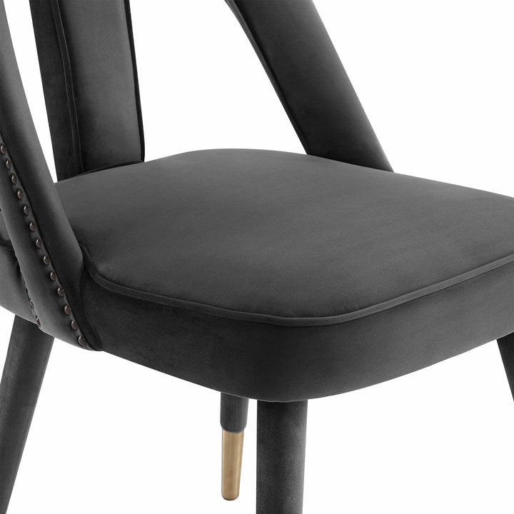 Petra Dark Grey Velvet Side Chair