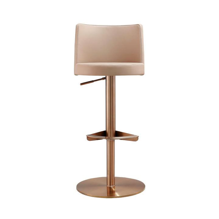 Loosha Cafe Au Lait and Rose Gold Adjustable Stool