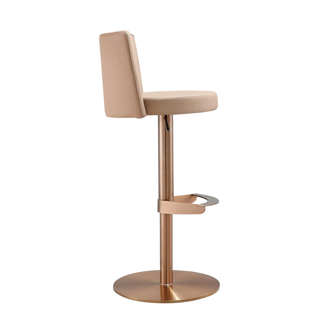 Loosha Cafe Au Lait and Rose Gold Adjustable Stool