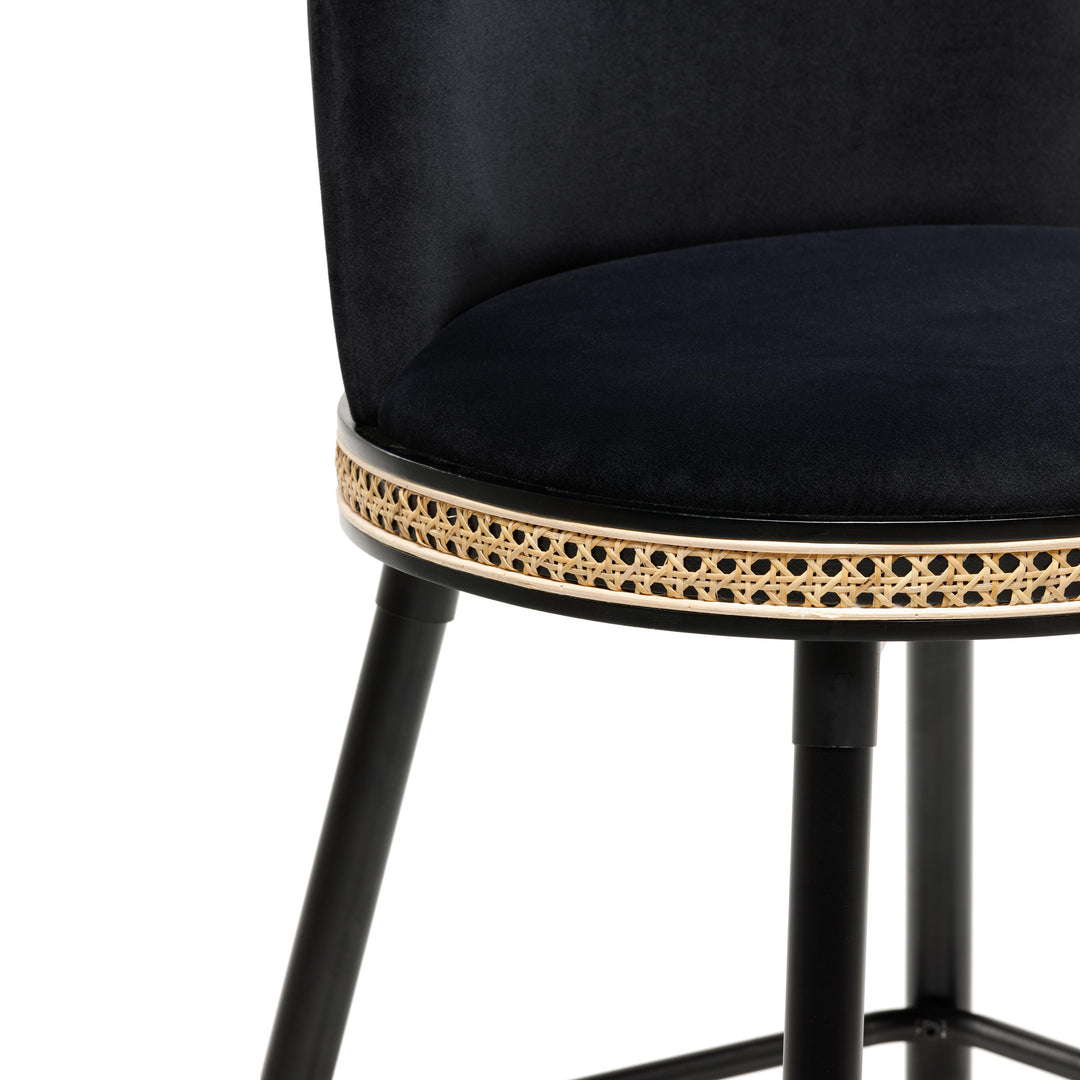 Harley Black Velvet Counter Stool