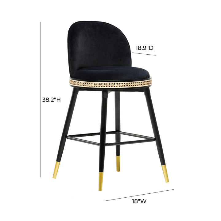 Harley Black Velvet Counter Stool