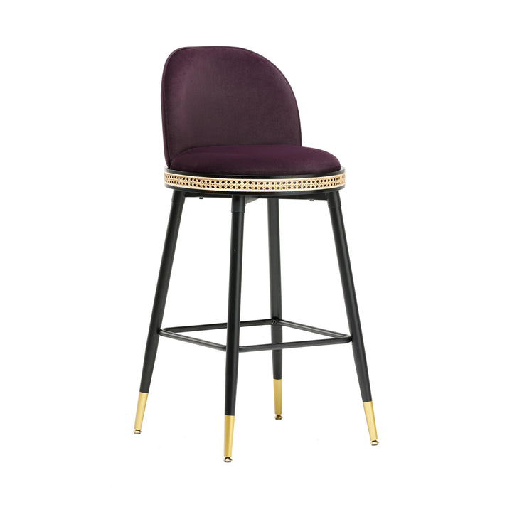 Harley Eggplant Velvet Bar Stool