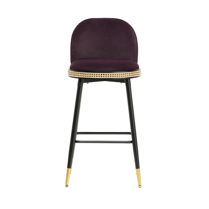 Harley Eggplant Velvet Bar Stool