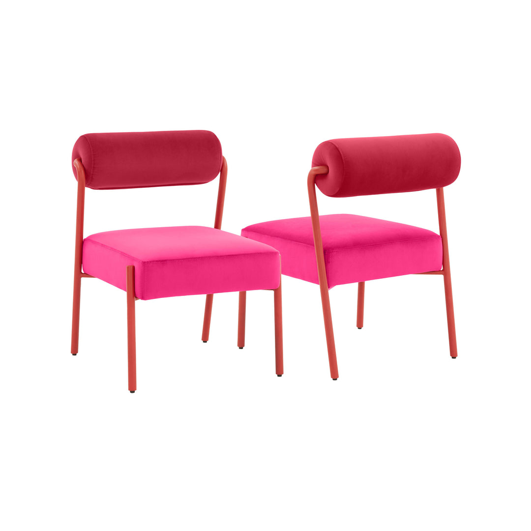 Jolene Hot Pink Velvet Dining Chair - Set of 2