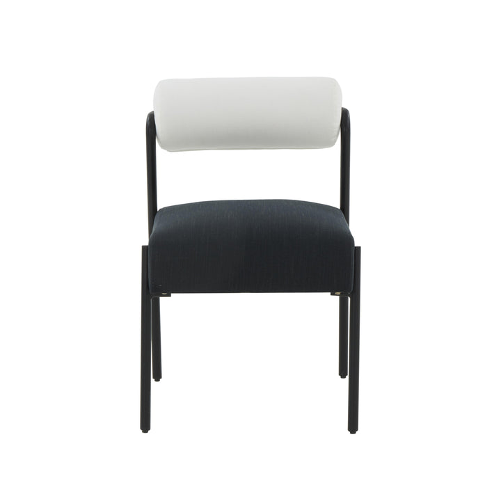 Jolene Cream and Black Linen Dining Chair - Set of 2