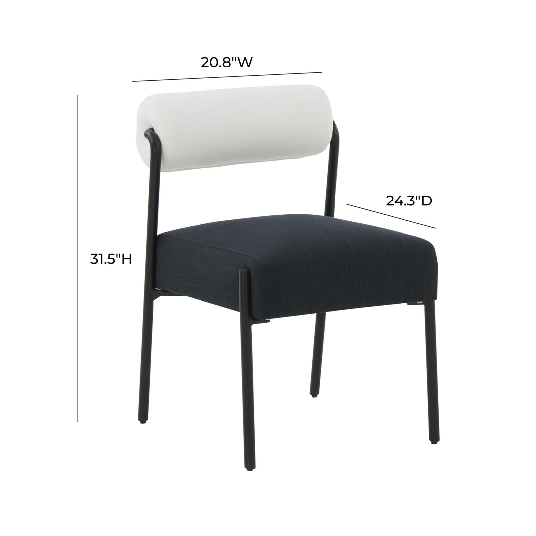 Jolene Cream and Black Linen Dining Chair - Set of 2