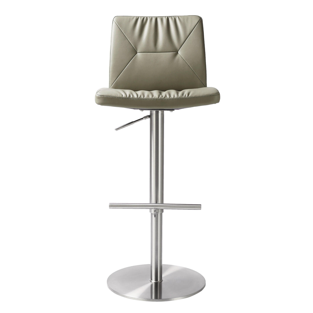 Paddy Light Grey Vegan Leather on Silver Adjustable Stool