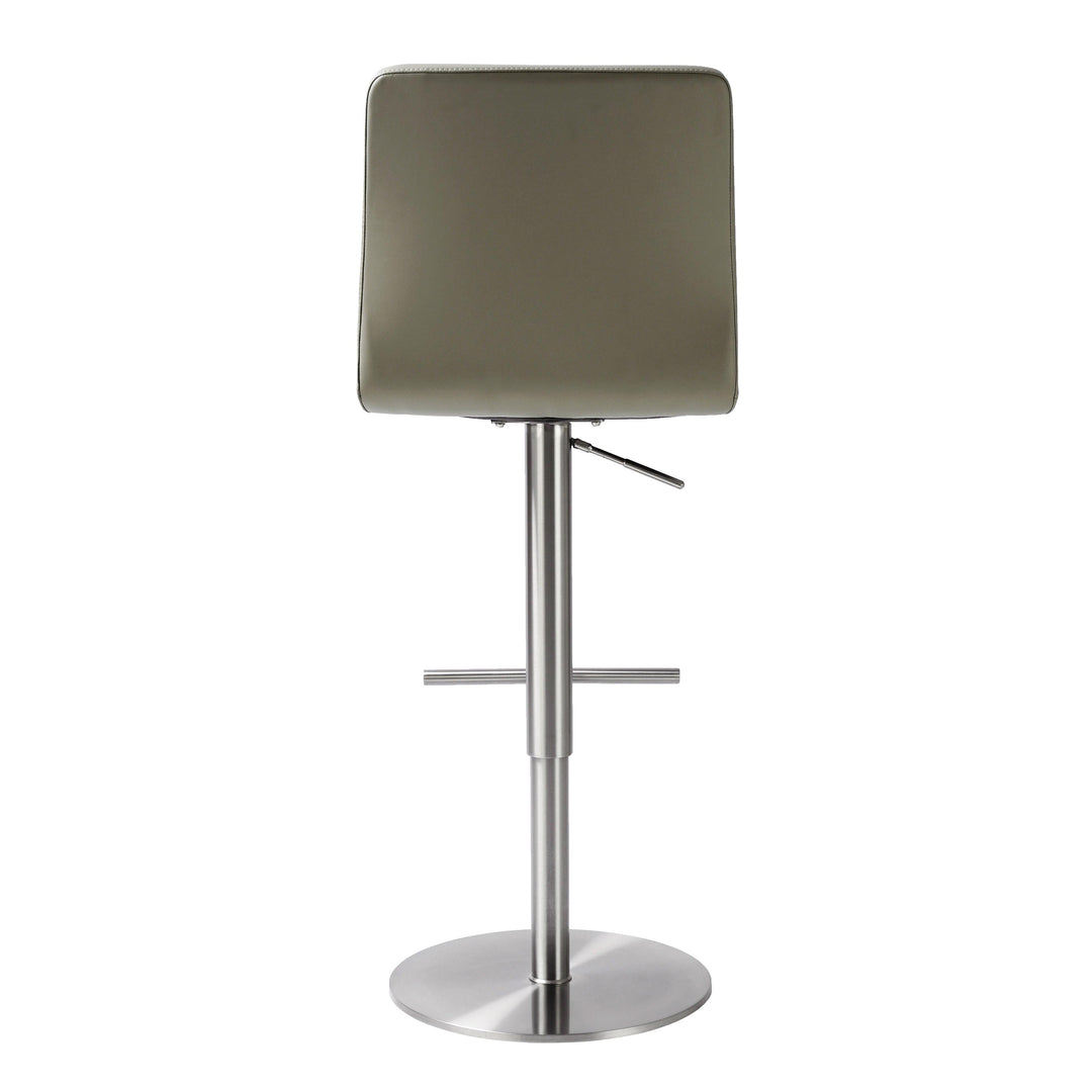 Paddy Light Grey Vegan Leather on Silver Adjustable Stool