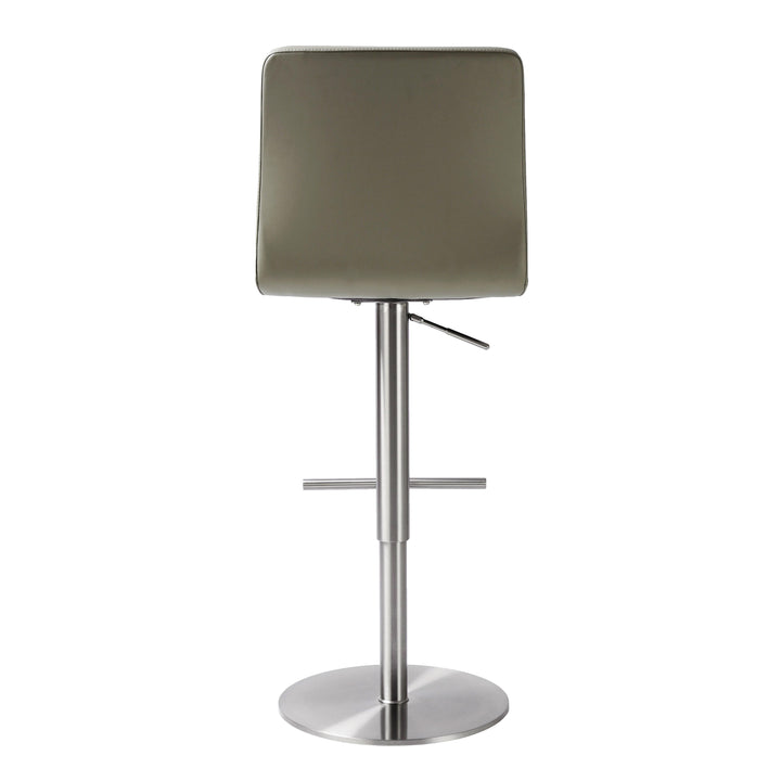 Paddy Light Grey Vegan Leather on Silver Adjustable Stool