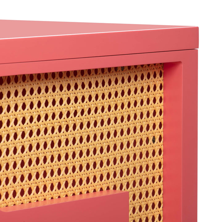 Suzie Coral Pink & Rattan Executive Desk