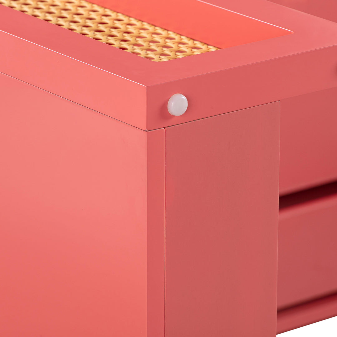 Suzie Coral Pink & Rattan Executive Desk