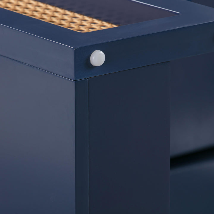 Suzie Navy & Rattan Executive Desk
