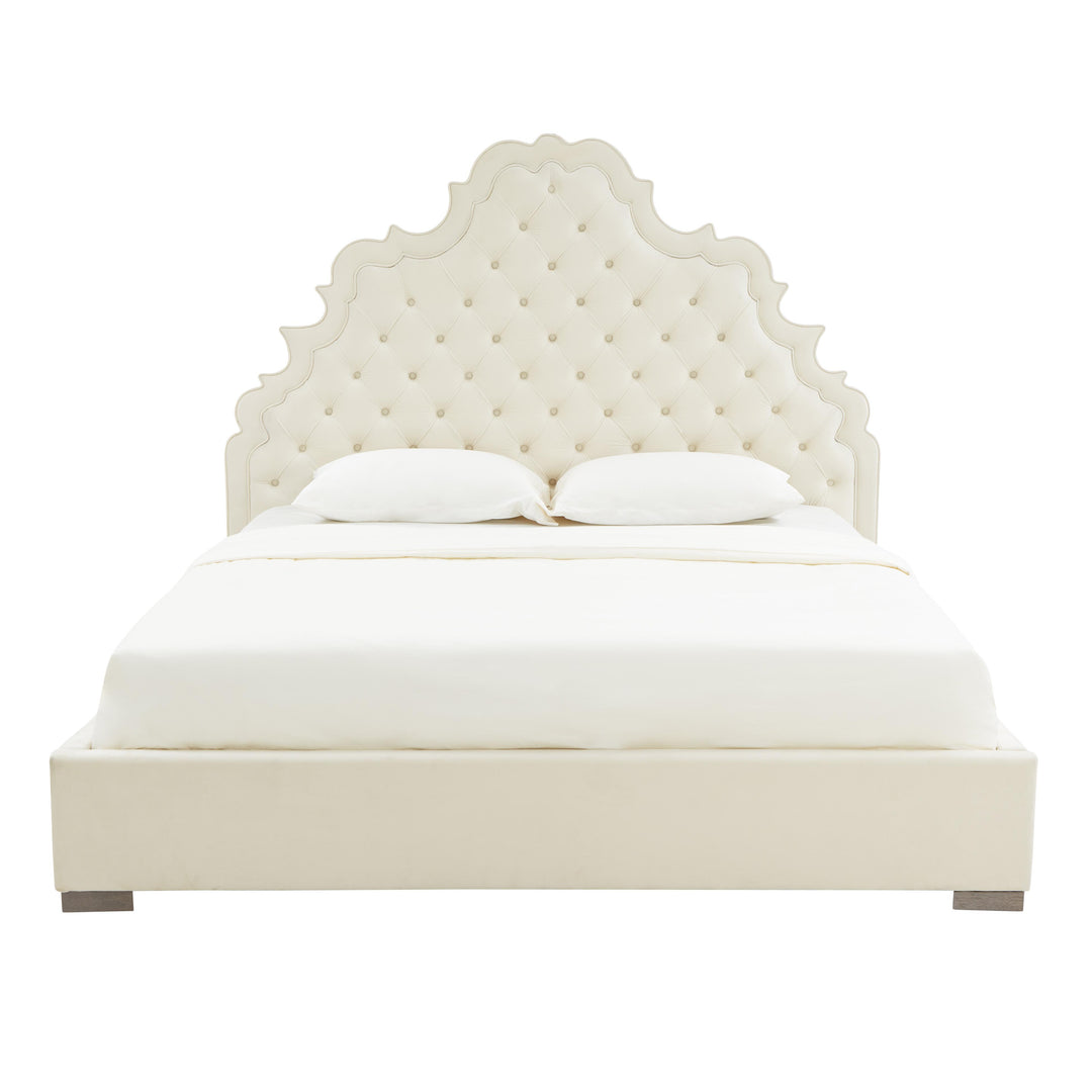 Carolina Cream Velvet Bed in Queen