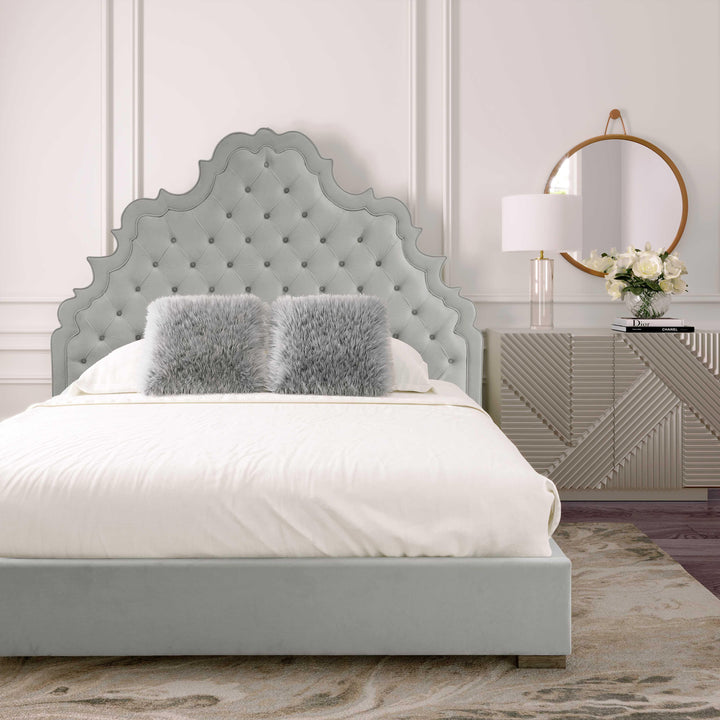 Carolina Grey Velvet Bed in Queen