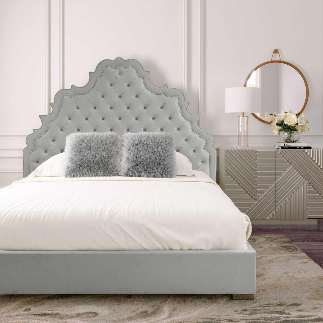 Carolina Grey Velvet Bed in King