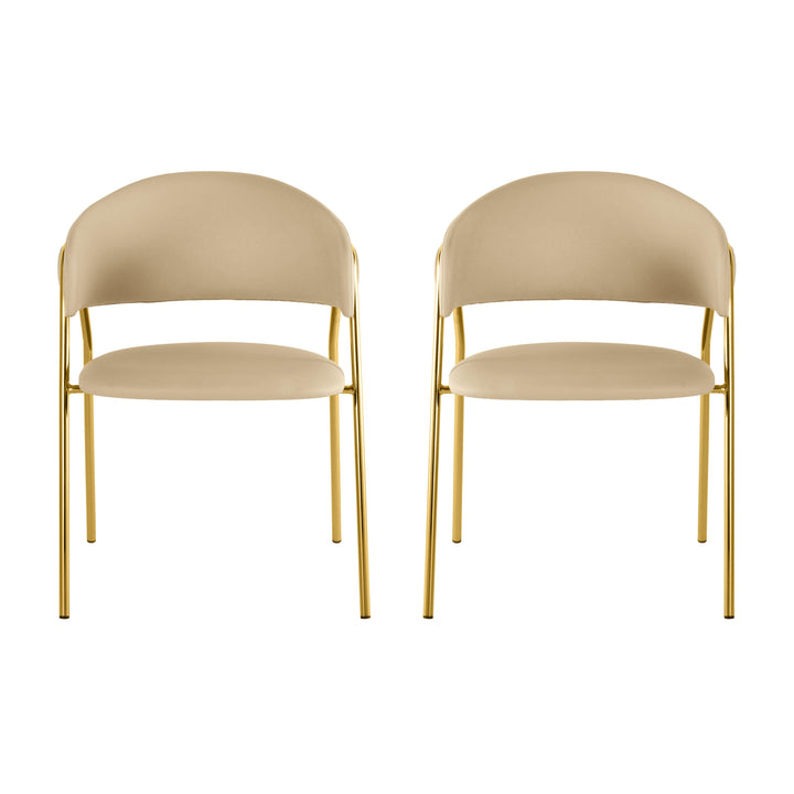 Lara Cream Vegan Leather Dining Chair - Set of 2