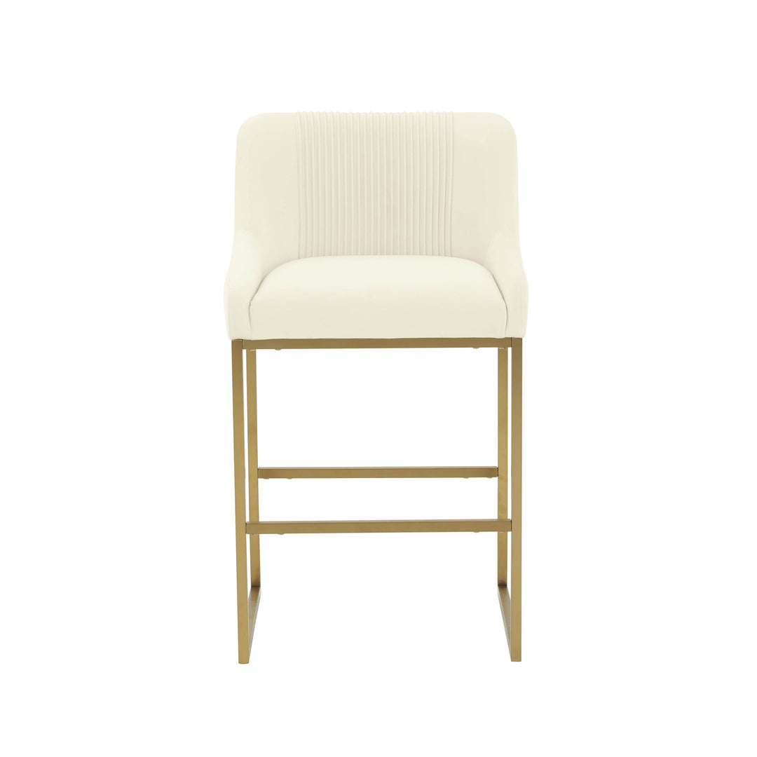 Lisa Cream Pleated Velvet Counter Stool