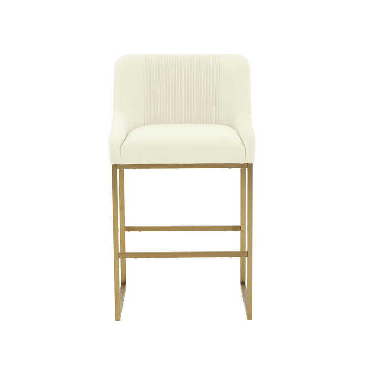 Lisa Cream Pleated Velvet Counter Stool