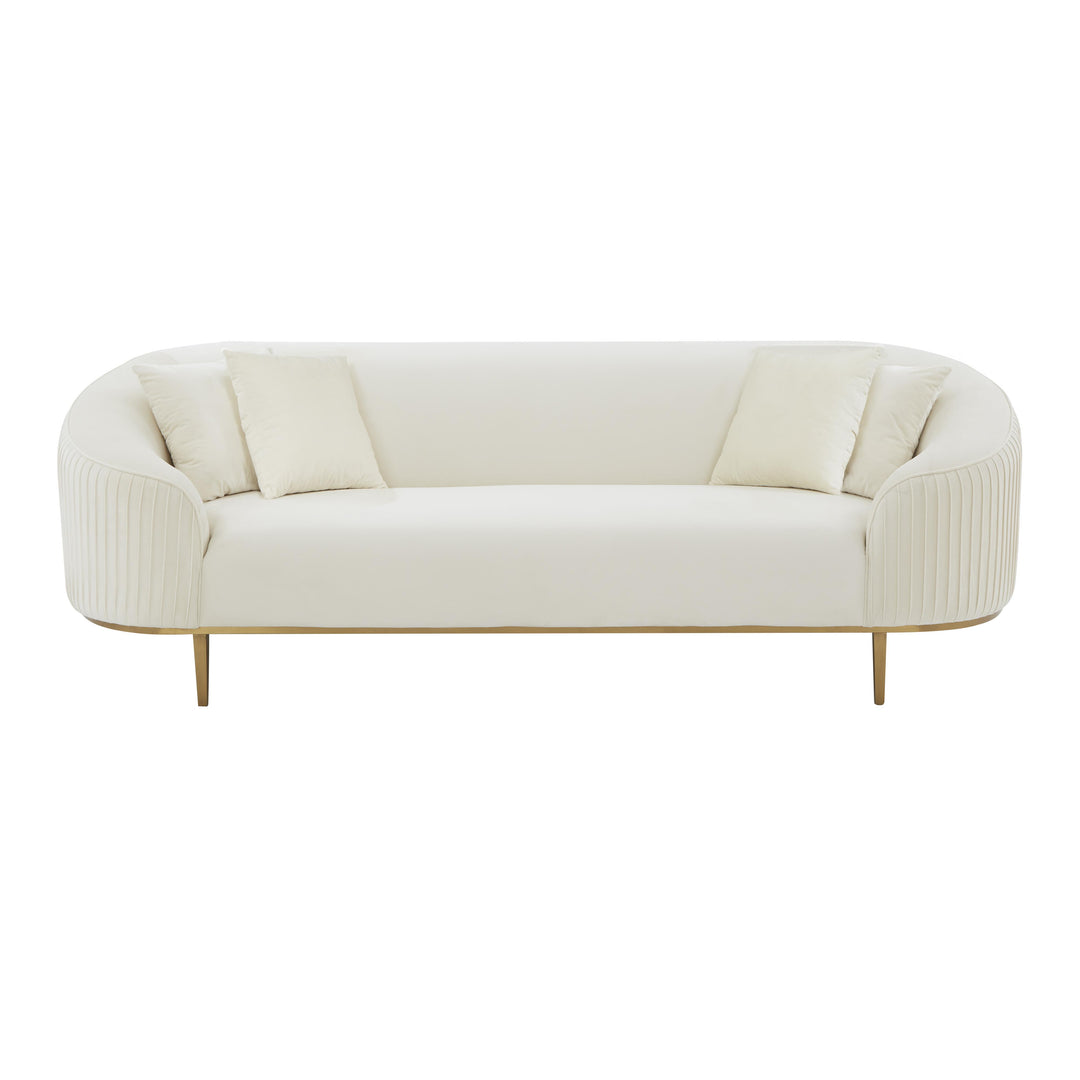 Michelle Cream Velvet Pleated Sofa