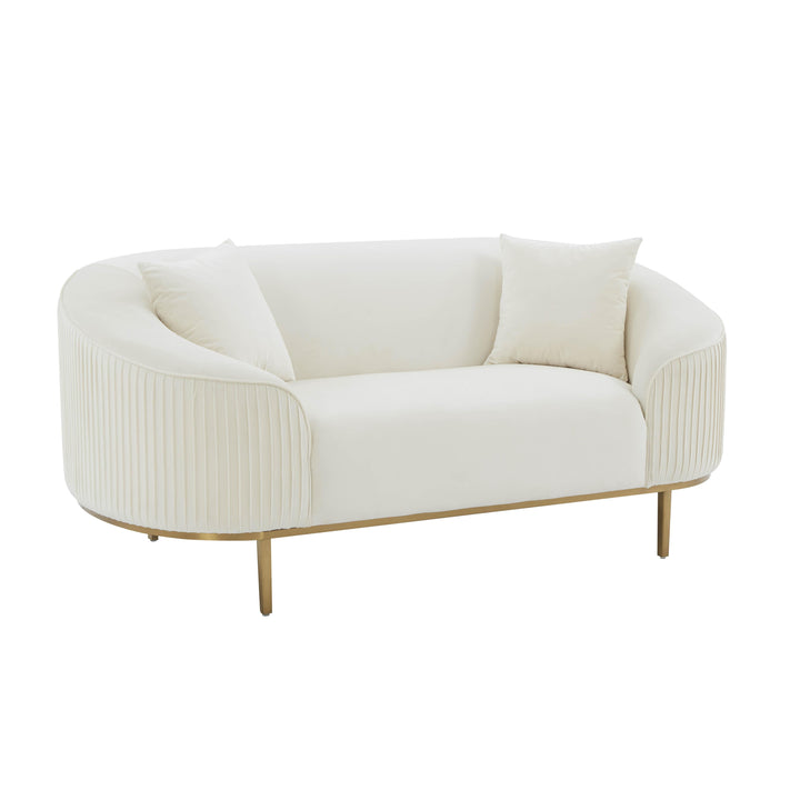 Michelle Cream Velvet Pleated Loveseat