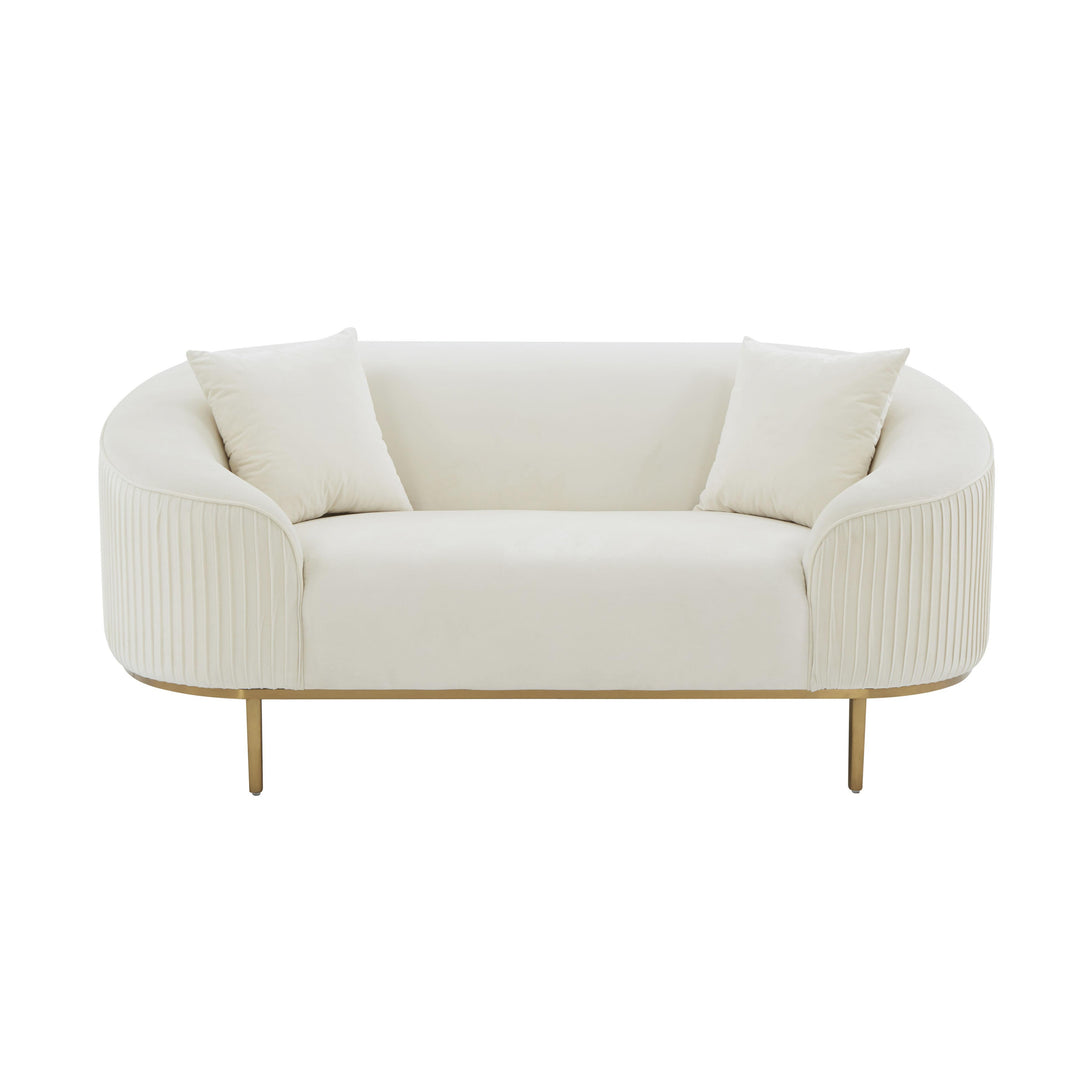 Michelle Cream Velvet Pleated Loveseat