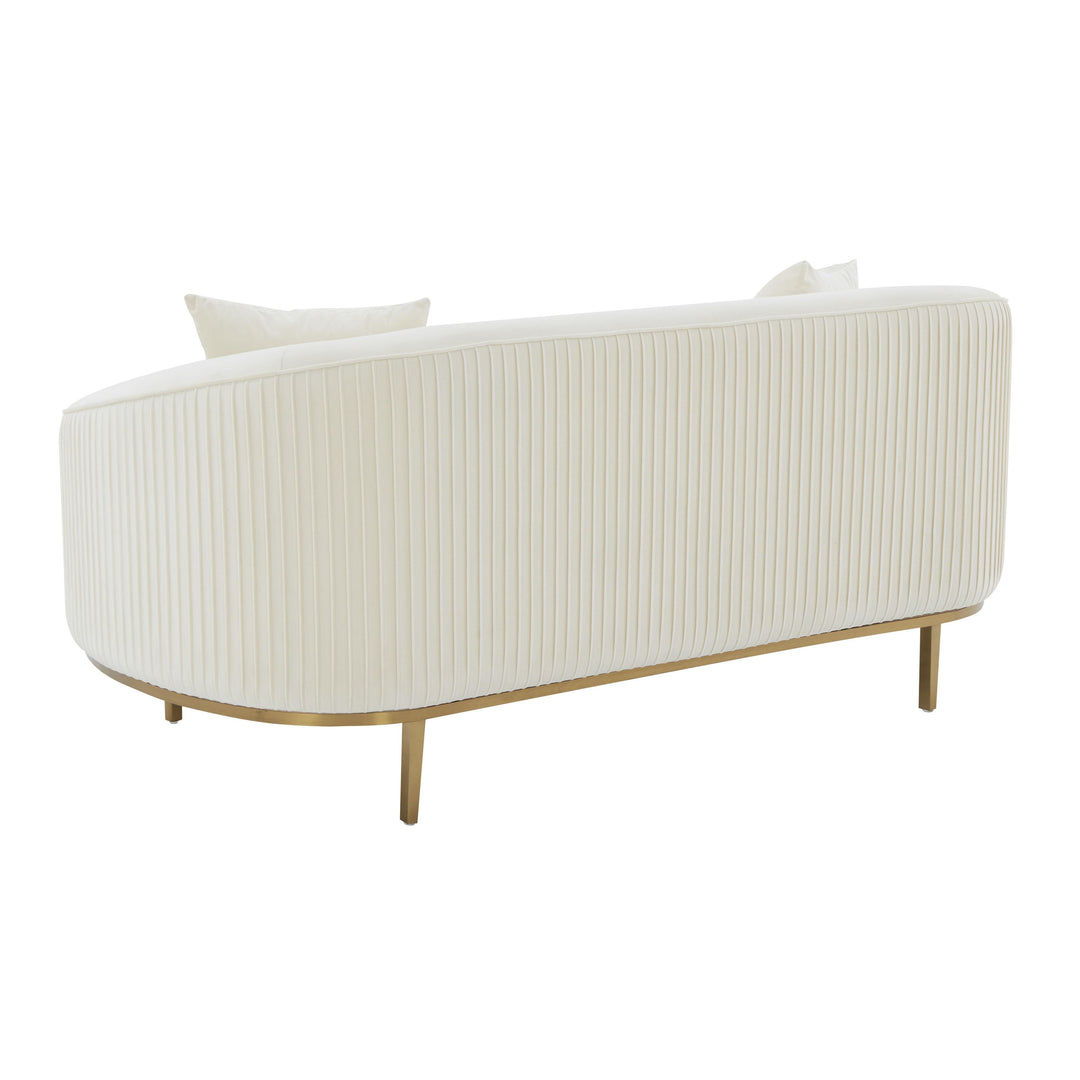 Michelle Cream Velvet Pleated Loveseat