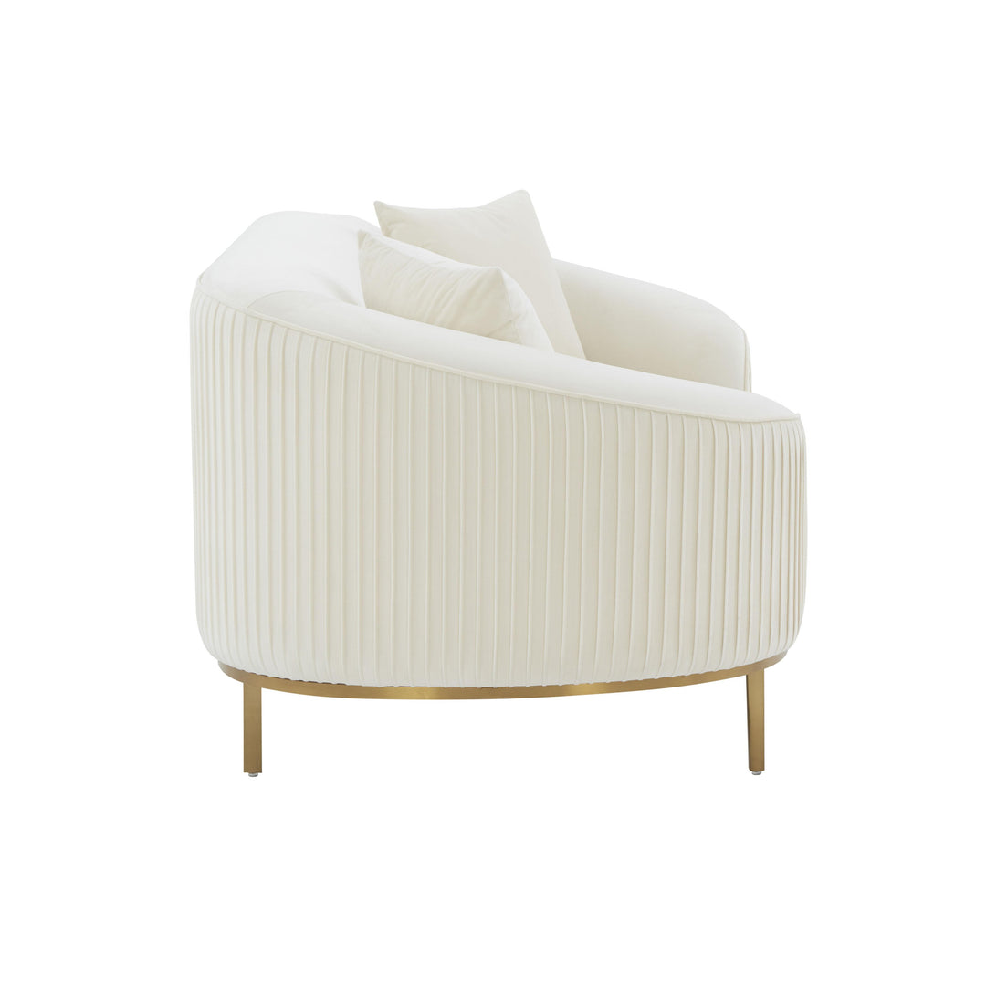 Michelle Cream Velvet Pleated Loveseat