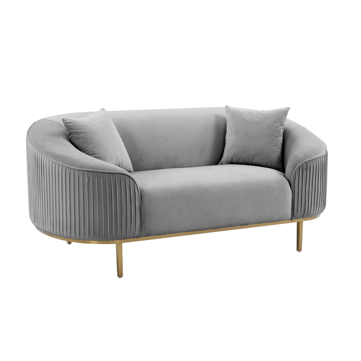 Michelle Light Grey Pleated Loveseat