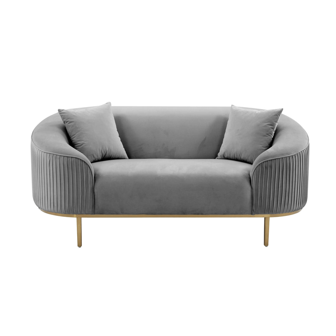 Michelle Light Grey Pleated Loveseat