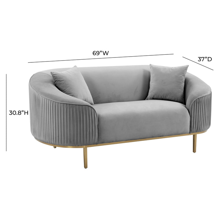 Michelle Light Grey Pleated Loveseat