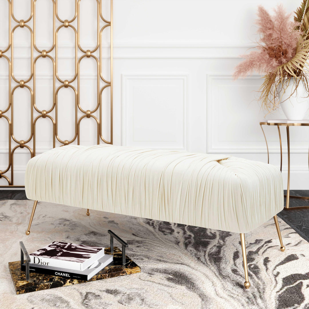 Jessica Cream Velvet Bench