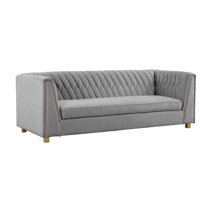 Wafa Light Grey Velvet Sofa