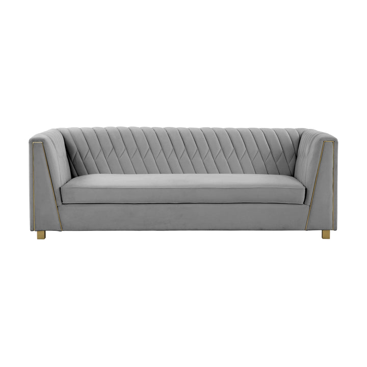 Wafa Light Grey Velvet Sofa