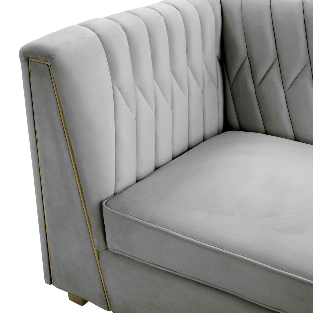 Wafa Light Grey Velvet Sofa