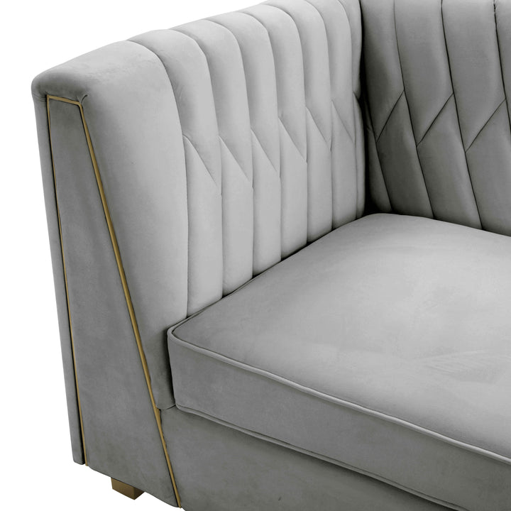 Wafa Light Grey Velvet Sofa