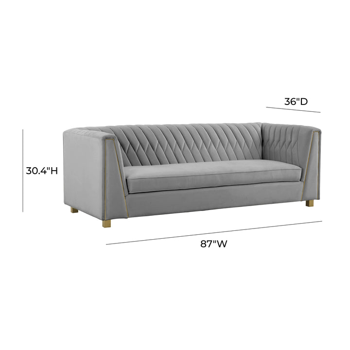 Wafa Light Grey Velvet Sofa