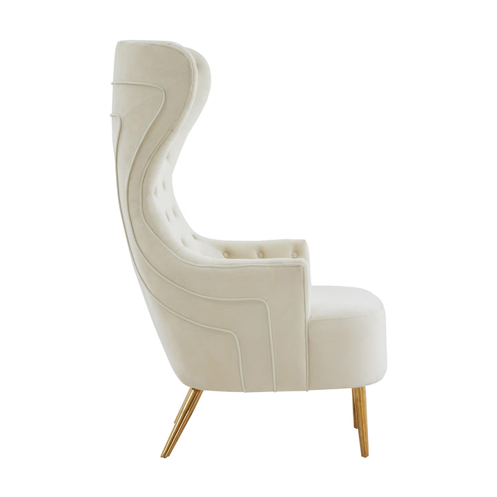 Jezebel Cream Velvet Wingback Chair
