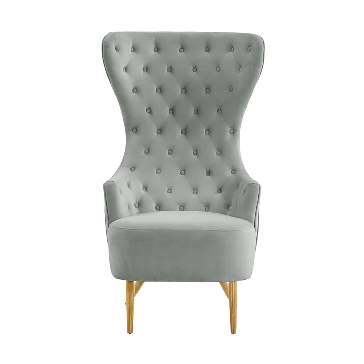 Jezebel Grey Velvet Wingback Chair